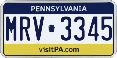 PA license plate MRV3345