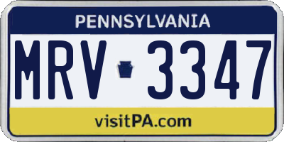 PA license plate MRV3347