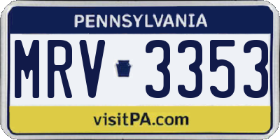 PA license plate MRV3353