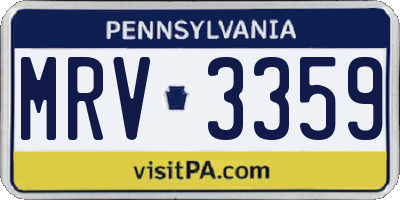 PA license plate MRV3359