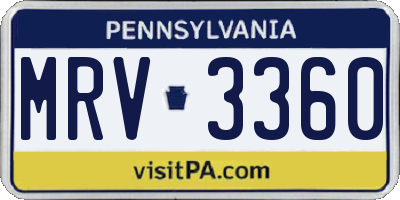 PA license plate MRV3360