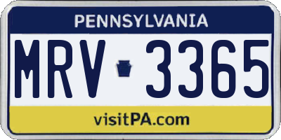 PA license plate MRV3365