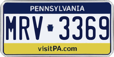 PA license plate MRV3369