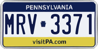 PA license plate MRV3371