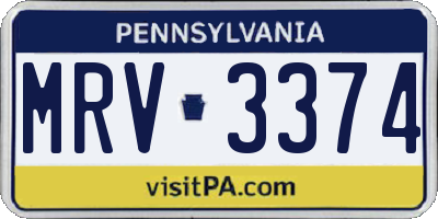 PA license plate MRV3374