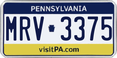 PA license plate MRV3375