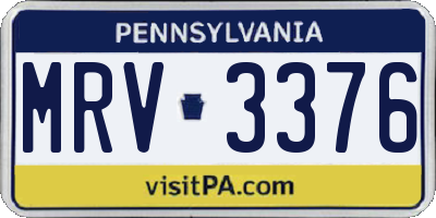 PA license plate MRV3376