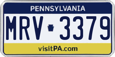 PA license plate MRV3379