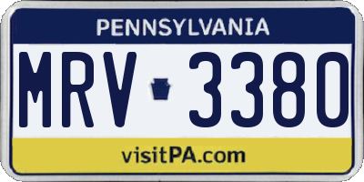 PA license plate MRV3380