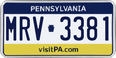 PA license plate MRV3381