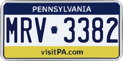PA license plate MRV3382