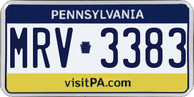 PA license plate MRV3383