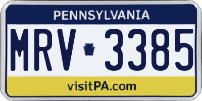 PA license plate MRV3385