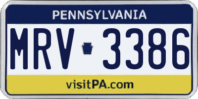 PA license plate MRV3386