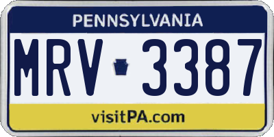 PA license plate MRV3387