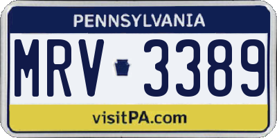 PA license plate MRV3389