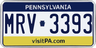 PA license plate MRV3393