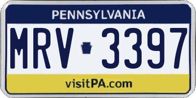 PA license plate MRV3397