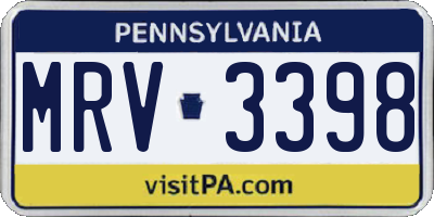 PA license plate MRV3398