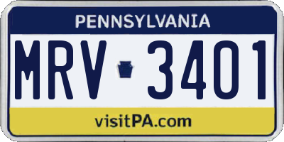 PA license plate MRV3401