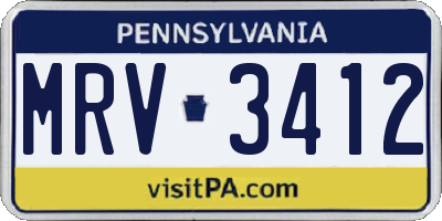 PA license plate MRV3412