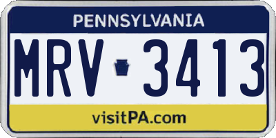PA license plate MRV3413