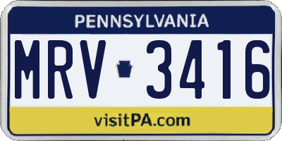 PA license plate MRV3416