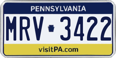 PA license plate MRV3422