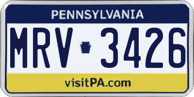 PA license plate MRV3426