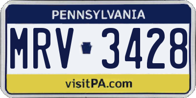 PA license plate MRV3428
