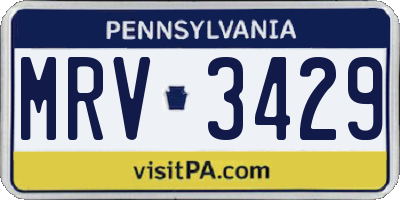 PA license plate MRV3429