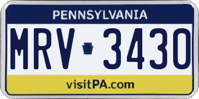 PA license plate MRV3430