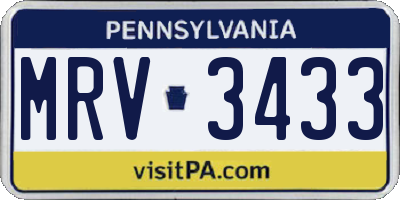 PA license plate MRV3433