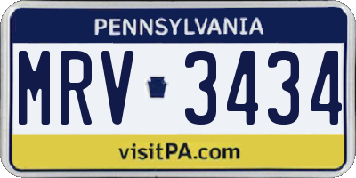 PA license plate MRV3434