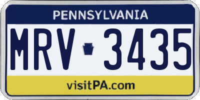PA license plate MRV3435