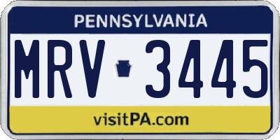 PA license plate MRV3445