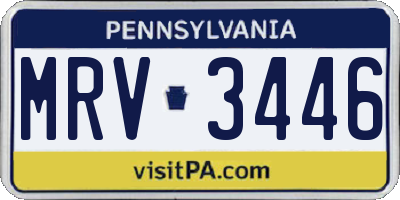 PA license plate MRV3446
