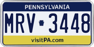 PA license plate MRV3448