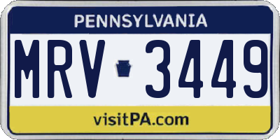 PA license plate MRV3449
