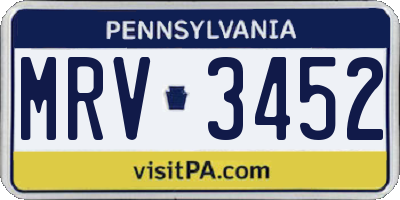 PA license plate MRV3452