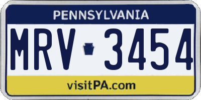 PA license plate MRV3454