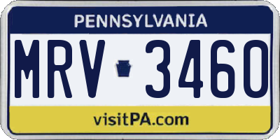 PA license plate MRV3460