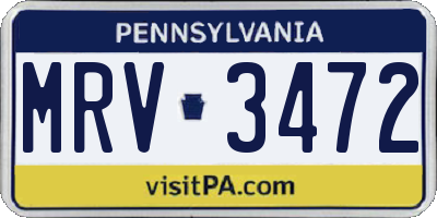 PA license plate MRV3472