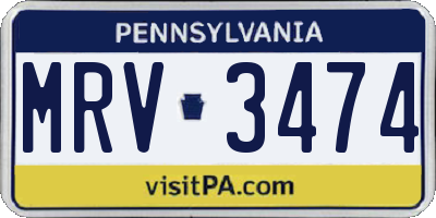 PA license plate MRV3474