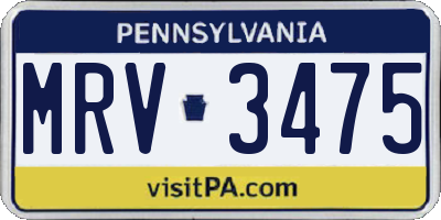 PA license plate MRV3475