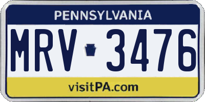 PA license plate MRV3476