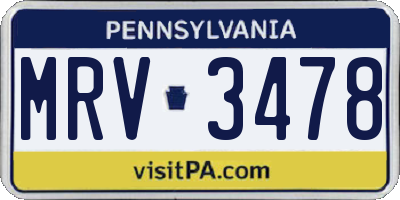 PA license plate MRV3478