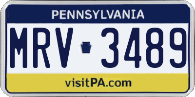 PA license plate MRV3489