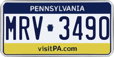 PA license plate MRV3490