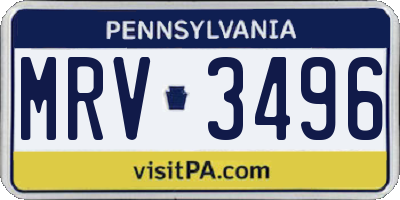 PA license plate MRV3496